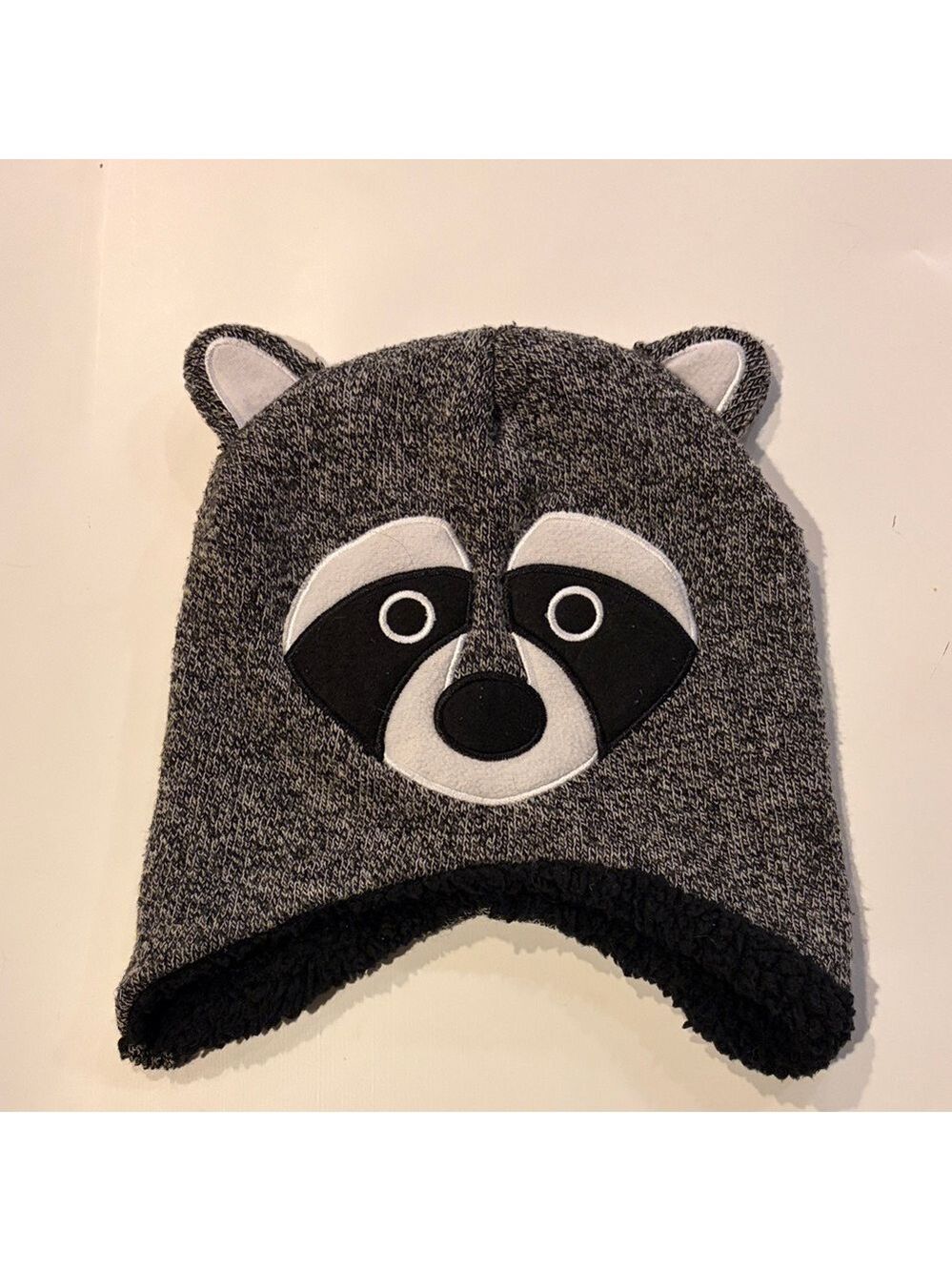 Gray Raccoon Kids Winter Hat